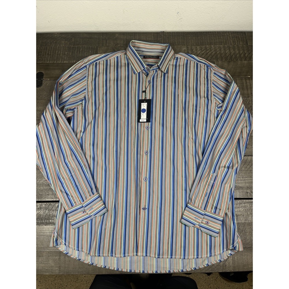 Men's international Laundry Design modern Striped‎ Dress shirt size XXXL 3XL